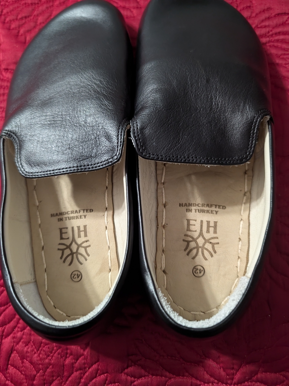 Handcrafted Black Leather Slip-On Loafers - EJH